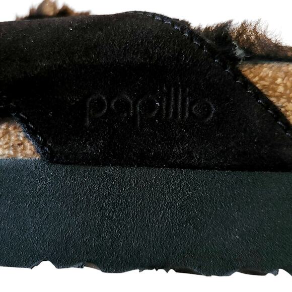BIRKENSTOCK Papillio Daytona suede shearling sandals black slides Birks 39 8 8.5 - Picture 6 of 11